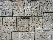 image of stones with letters carved 